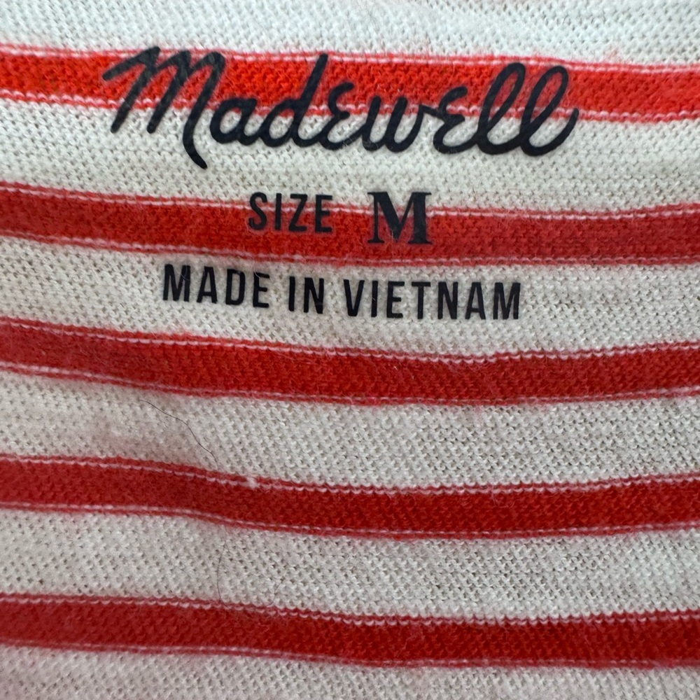 Madewell Red & White Striped Crew Neck Sleeveless Tank Top - Picture 4 of 4